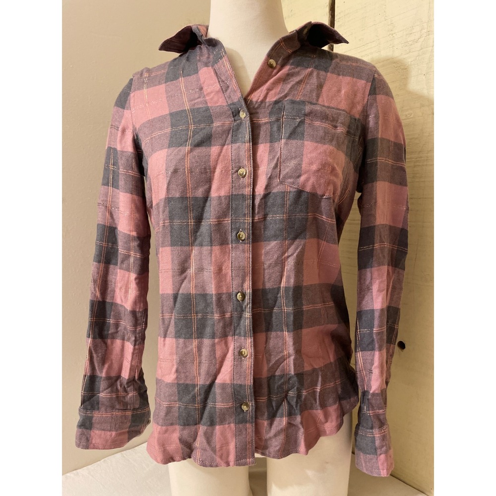 Aeropostale‎ Womens Size Small Plaid Flannel Shirt Long Sleeve Button Down Pink